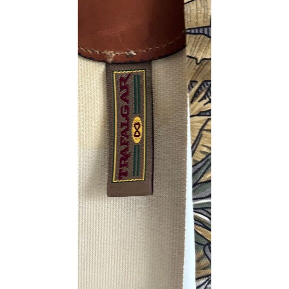 Vintage Trafalgar Silk Button End Braces Suspenders Yellow Brown Green Fern Leaf - Picture 2 of 8